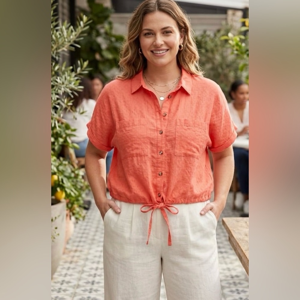 Falls Creek Women's Orange Button Down Shirt